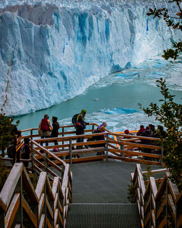 Sightseeing on the Perito Moreno Glacier, the most beautiful glacier in the world, view of lakes, frozen mountainsのeditorial素材