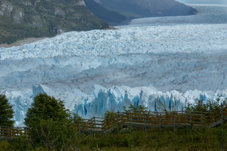 Impressive horizontal photo of the Perito Moreno Glacier located in the Andes Mountains in Patagonia Argentinaの写真素材