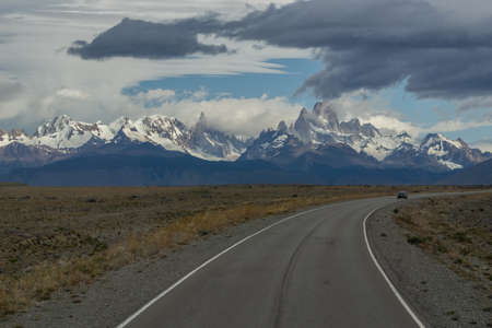 Rocky snowy mountain peaks with amazing view. Fitz Roy in Argentinaの写真素材