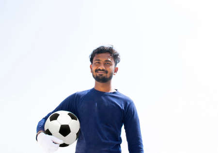 Portrait of Indian  goalkeeper greetingの写真素材