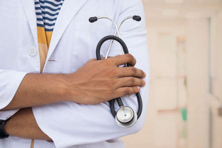 male doctor holding a stethoscopeの写真素材