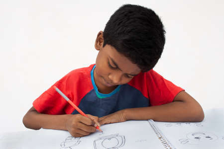 Young Boy doing home work