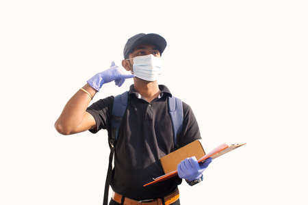 Courier boy delivering the parcel