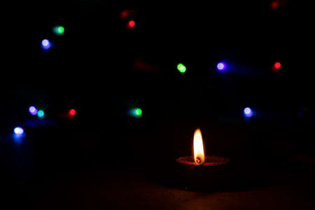 Close-Up Of Illuminated Diyasの写真素材