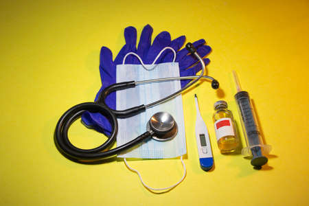 prevention medical surgical masks and hand hygiene virus protectionの写真素材