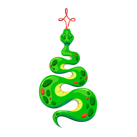 Chinese symbol of the year - Snake. Silhouette of New Year tree - spruce - in the form of a snake. New Year illustration, flat vector.のイラスト素材