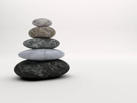 Zen Stones Tower on Whiteの写真素材