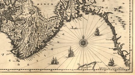 Ancient map of a southern part of Norway (1630) 