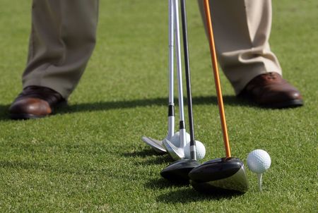 Golf clubs and ballsの写真素材
