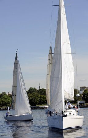 Sailing yachts is catching the windの写真素材