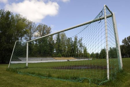 Soccer goalpost, Football goal and pitchの写真素材