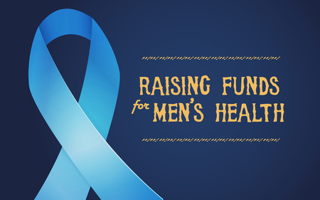 Postcard and poster - raising funds for men's health. Vector illustration. Prostate cancer blue ribbon.のイラスト素材