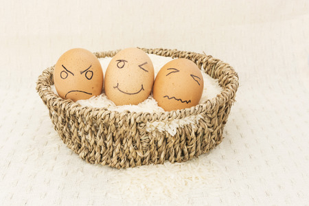 Chicken egg on the raw rice
