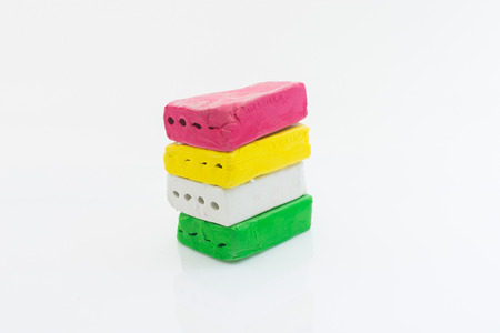 multi color clay isolated as white backgroundの写真素材