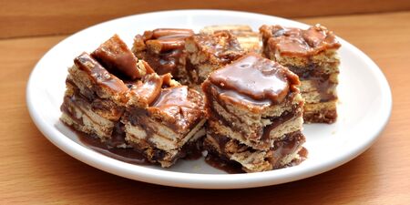 Batik cake (Kek batik) Malaysian fridge cake dessertの写真素材