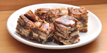 Batik cake (Kek batik) Malaysian fridge cake dessertの写真素材