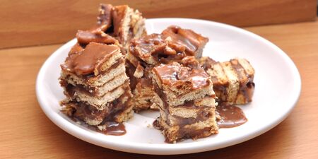 Batik cake (Kek batik) Malaysian fridge cake dessertの写真素材