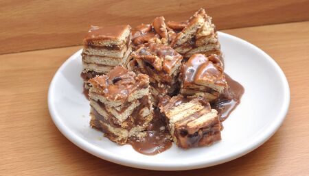 Batik cake (Kek batik) Malaysian fridge cake dessertの写真素材