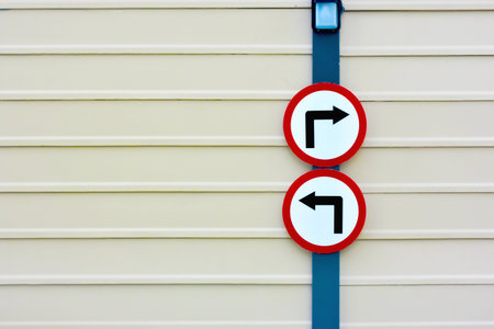 traffic sign - turn right and turn leftの写真素材