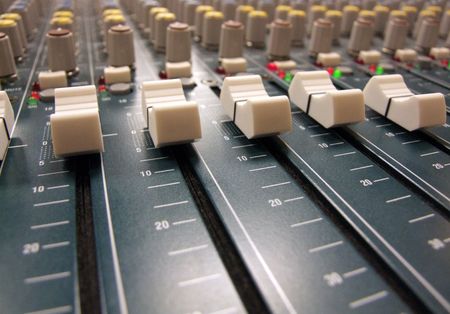 Here is a sound man's view of a mixing board / console at the sound equipment table of a worship...