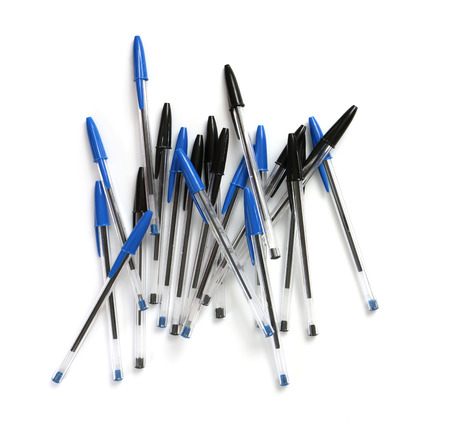 Ball Point Pens on white backgroundの写真素材