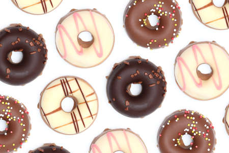 Chocolate donuts isoalted on a white backgroundの写真素材