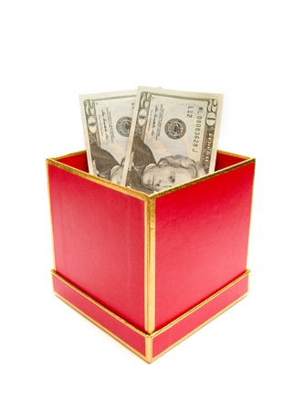 Money for Christmas on a White Backgroundの写真素材