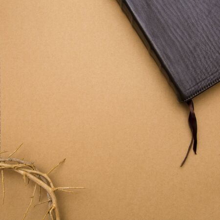 The Bible and the Crown of Throns on a Blank Kraft Background