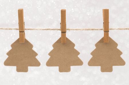 Christmas Trees on a Twine Lineの写真素材