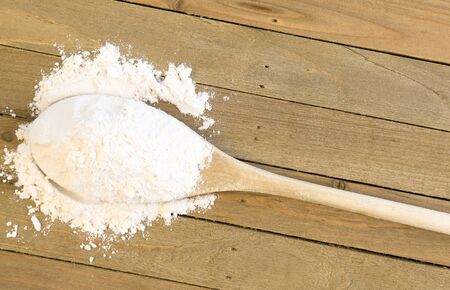 Flour on a Wooden Spoonの写真素材