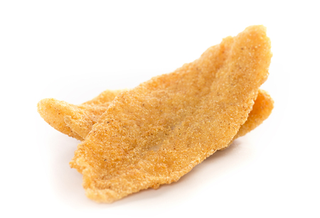 Two Fresh Fish Fillets Fried and Isolated on a White Backgroundの写真素材