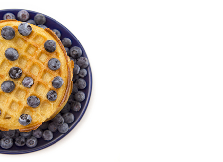 Stack of Classic Waffles with Blueberriesの写真素材