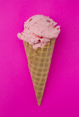 Cherry Ice Cream in a Waffle Coneの写真素材