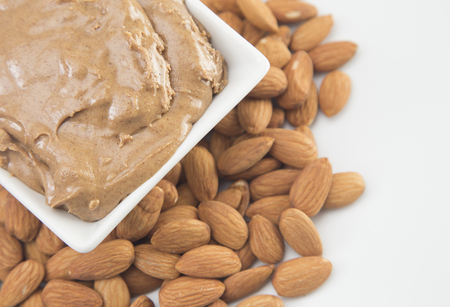 Almond Butter on a White Backgroundの写真素材