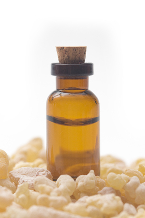 Frankincense Essential Oil in a Rustic Corked Bottleの写真素材