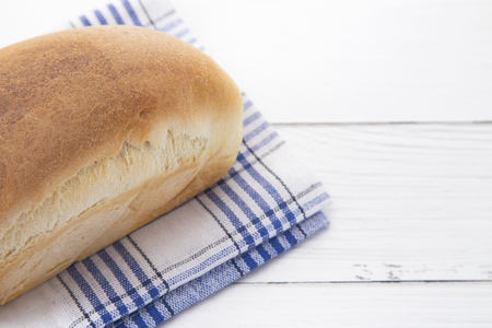 Freshly Baked Loaf of Homemade White Breadの写真素材