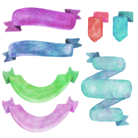 Set of Various Watercolor Bannersの写真素材