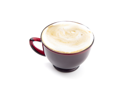 Coffee in a Red Transparent Mug on a White Backgroundの写真素材