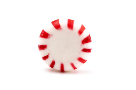 Single Round Peppermint on a White Backgroundの写真素材
