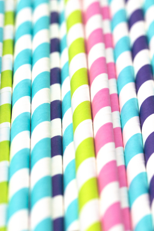 Stripped Paper Straws Backgroundの写真素材