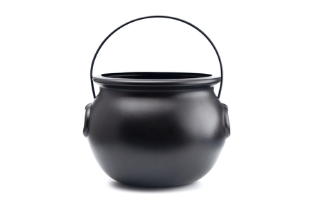 Black Cauldron For Witches on a White Backgroundの写真素材