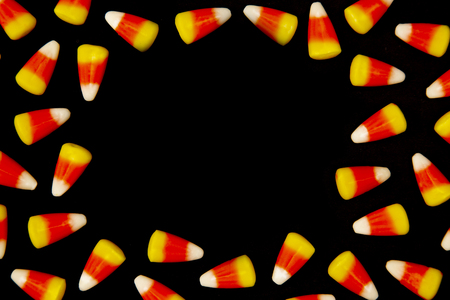 Halloween Candy Candy Background on a Black Surfaceの写真素材