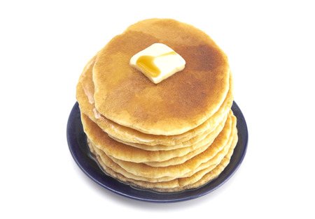 Stack of Freshly Made American Style Pancakes with Metling Butterの写真素材