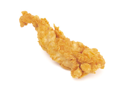 Golden Fried Chicken Fingers on a White Backgroundの写真素材