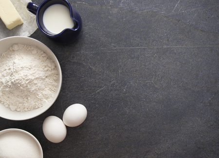 Baking Background on a Dark Slate Tabletopの写真素材