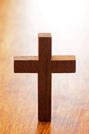 The Cross of Christ Illuminated from the Backの写真素材