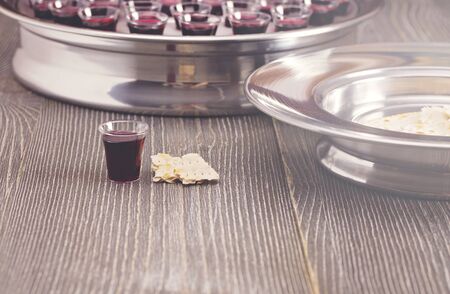 Table Set for Communion or the Lords Supper a Christian Remembrance of Jesus Death