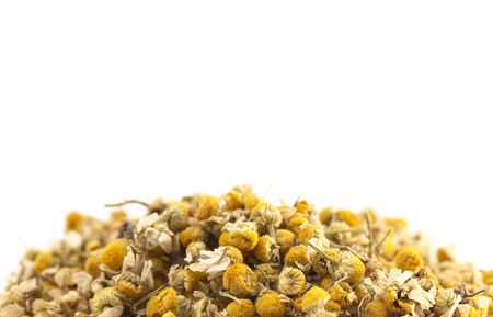 Dried Chamomile Flowers Isolated on a White Backgroundの写真素材