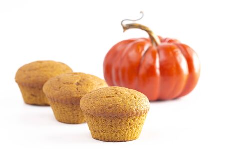 Pumpkin Spice Muffins Isolated on a White Backgroundの写真素材