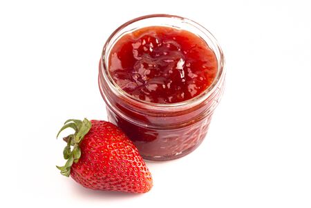 Classic Strawberry Jam Isolated on a White Backgroundの写真素材